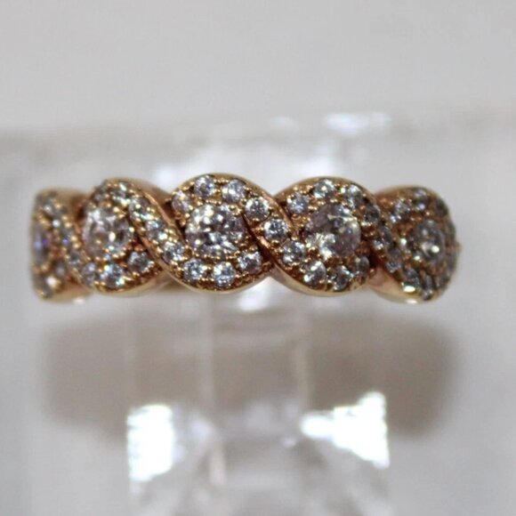 Sterling Silver Rose Gold Plated & Cubic Zirconia Fashion Ring - Size 8 - Picture 10 of 10